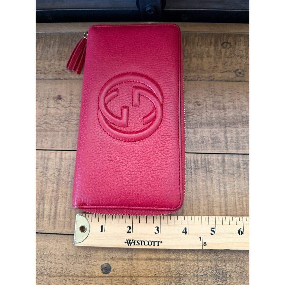 Gucci Soho Wallet Women's Red Leather Zip Around Tassel GG Logo W/COA - Picture 14 of 14